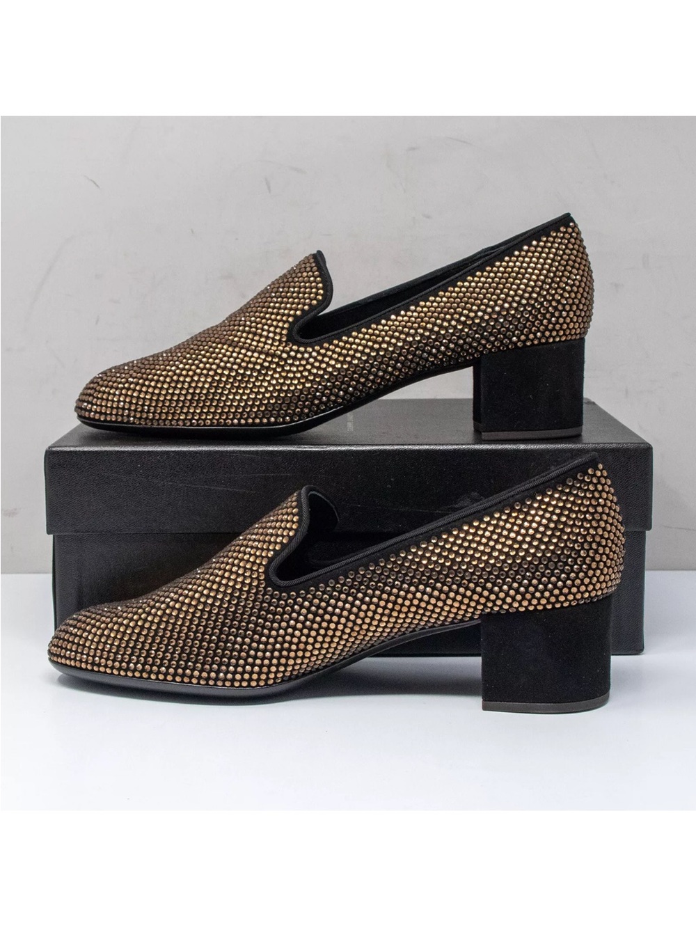 Giuseppe Zanotti Black Embellished Heeled Loafers